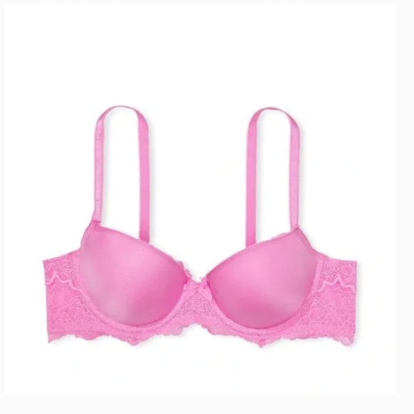 Victoria's Secret Dream Angel Lightly Lined Lace Demi Bra chiffon pink 34DDD nwt - Picture 2 of 12